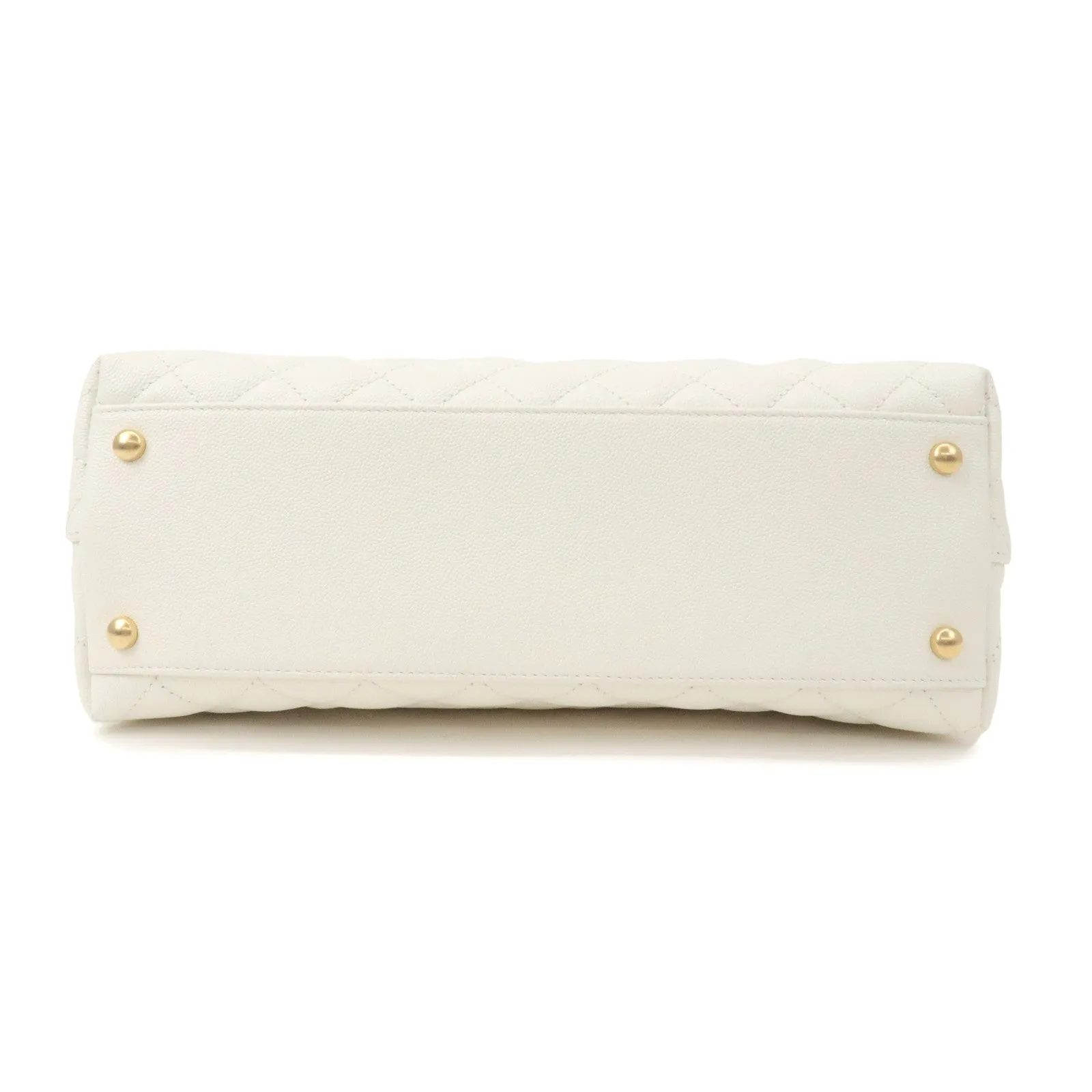 CHANEL Matelasse Caviar Skin COCO Handle 28 2Way Bag White A92991
