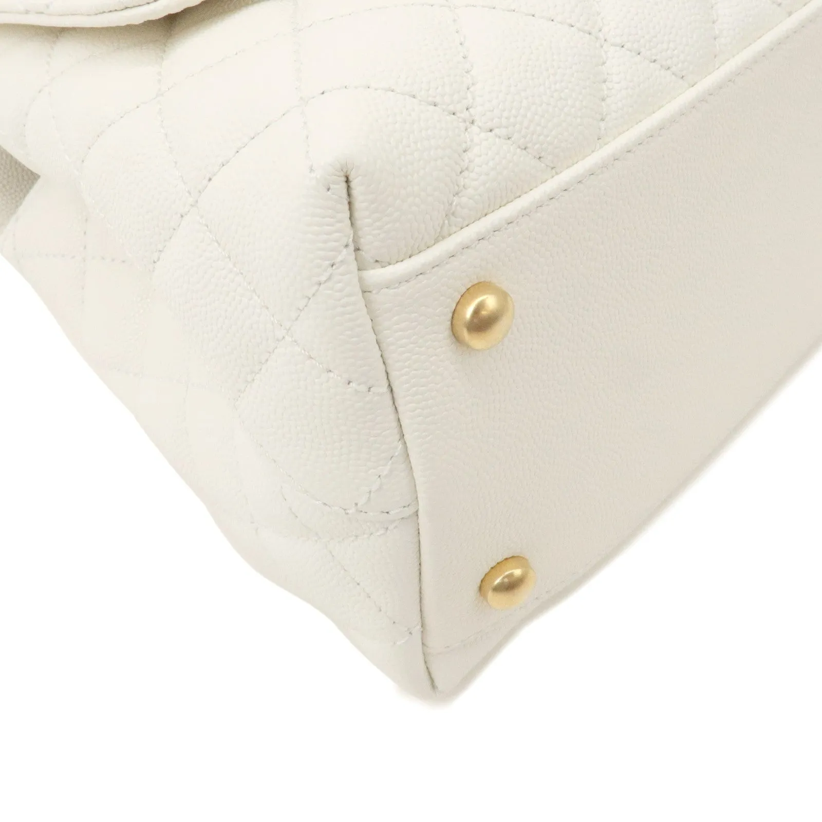 CHANEL Matelasse Caviar Skin COCO Handle 28 2Way Bag White A92991