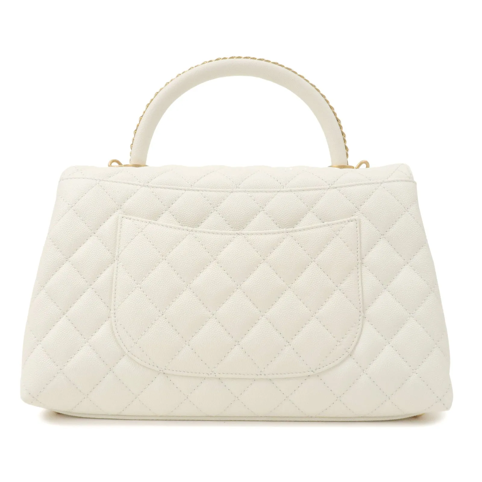 CHANEL Matelasse Caviar Skin COCO Handle 28 2Way Bag White A92991