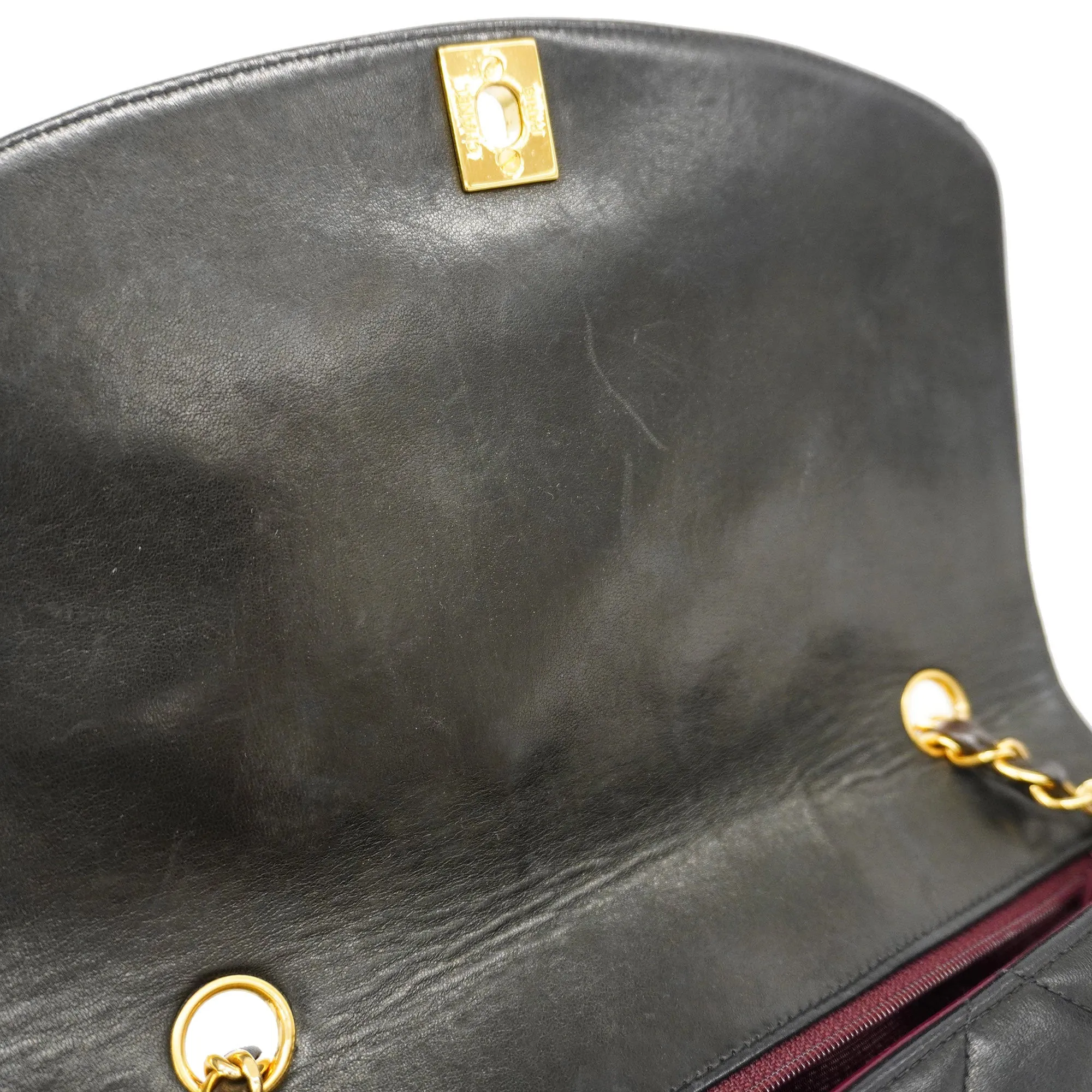 CHANEL[3ca0445]   Shoulder Bag Matelasse Diana Flap Single Chain Lambskin Black Gold metal
