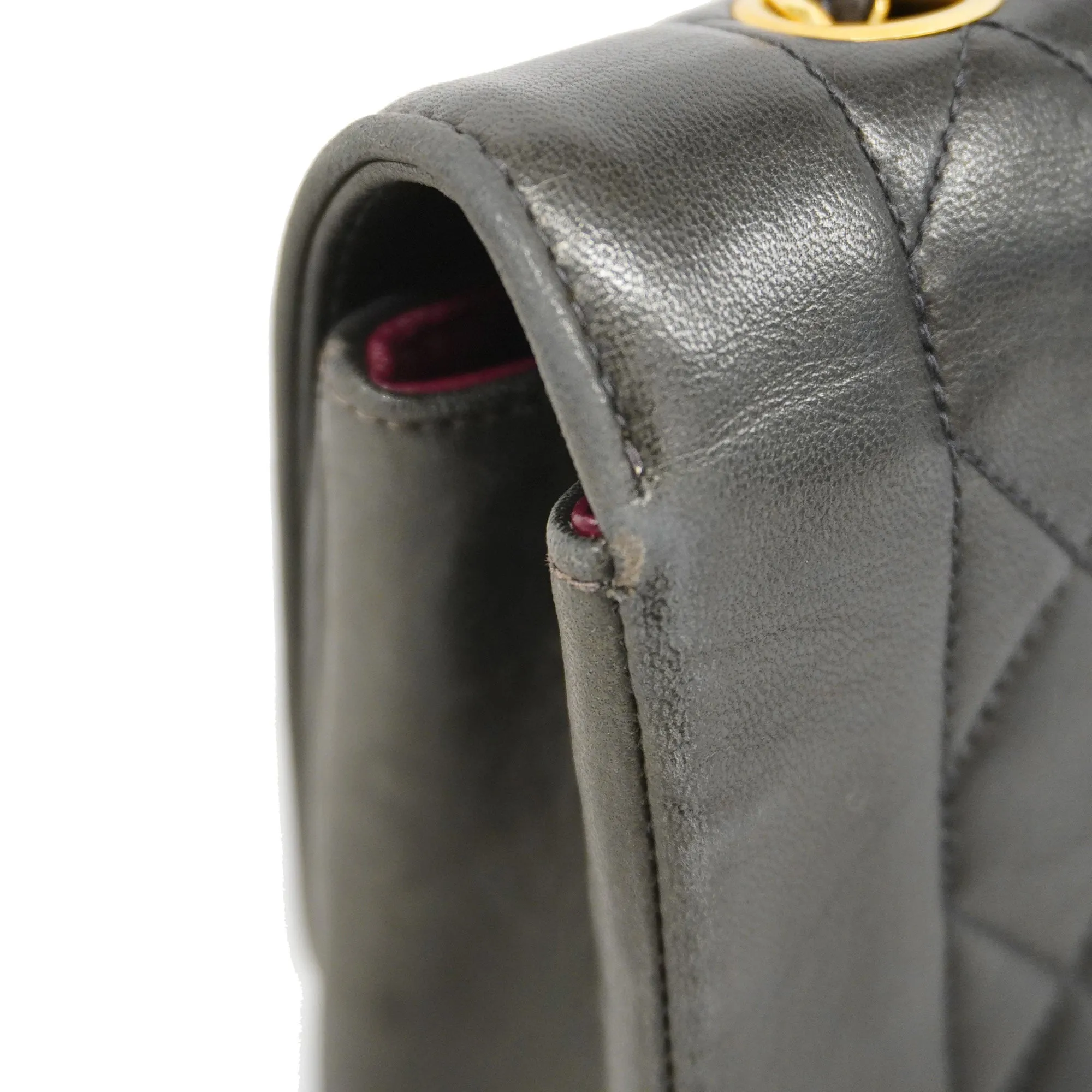 CHANEL[3ca0445]   Shoulder Bag Matelasse Diana Flap Single Chain Lambskin Black Gold metal