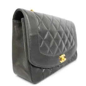 CHANEL[3ca0445]   Shoulder Bag Matelasse Diana Flap Single Chain Lambskin Black Gold metal