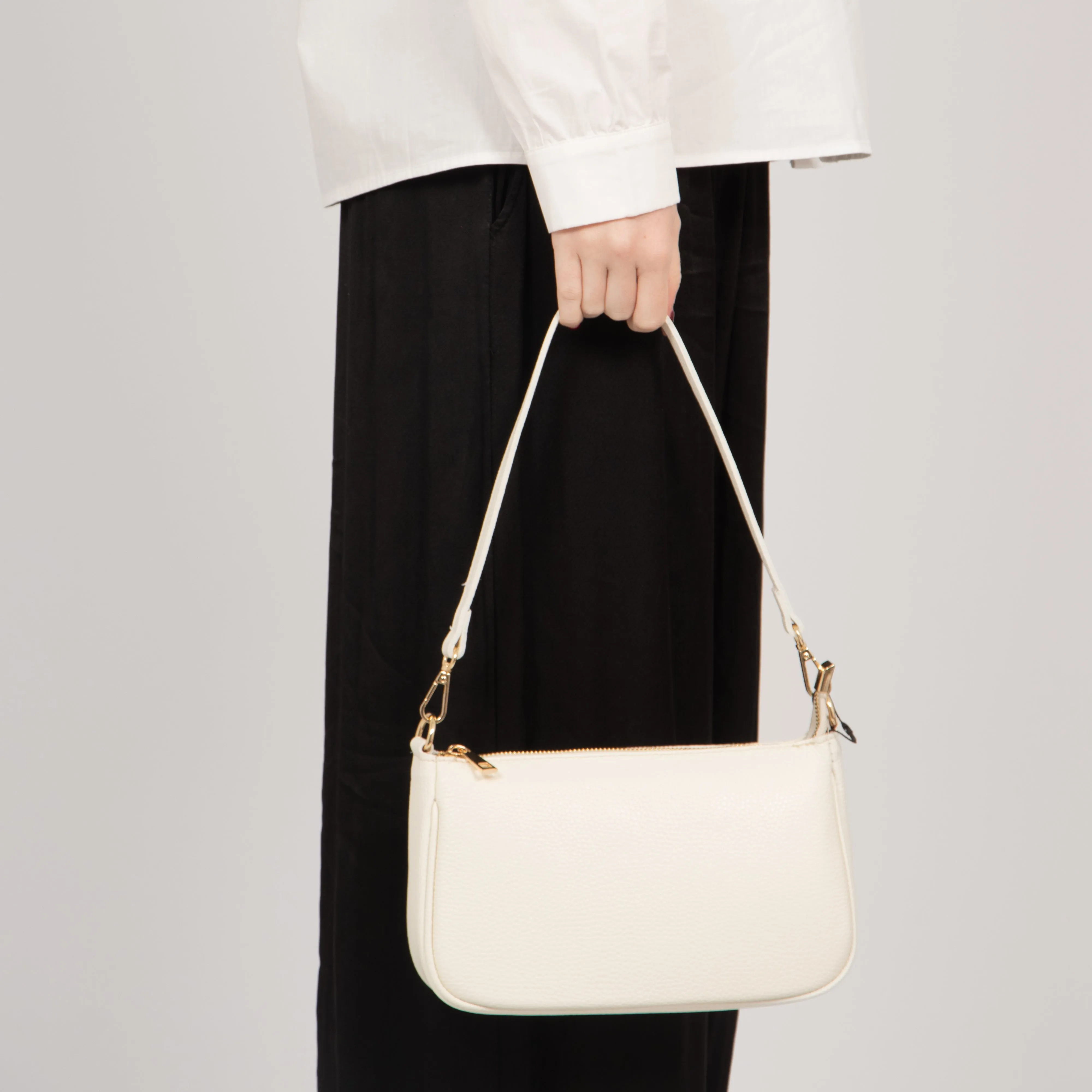 Chloe Baguette Bag - Cream, Pebbled