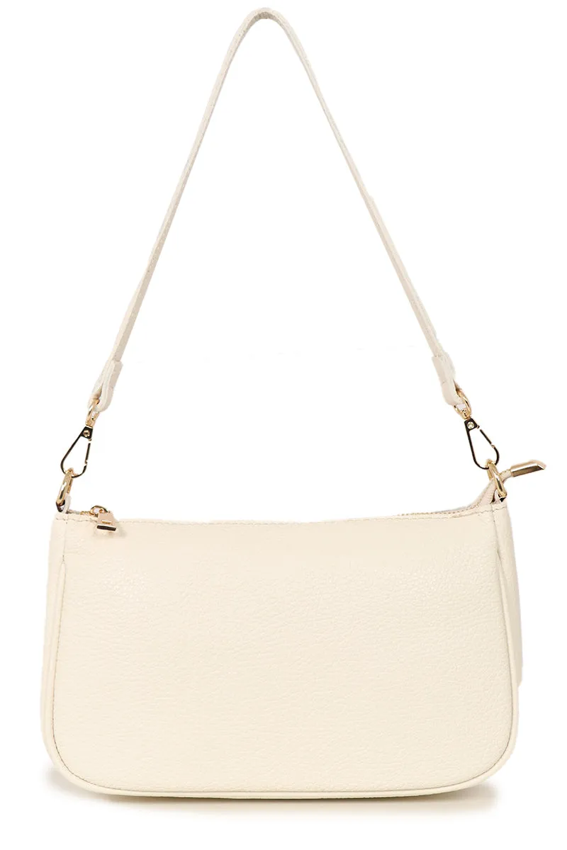 Chloe Baguette Bag - Cream, Pebbled
