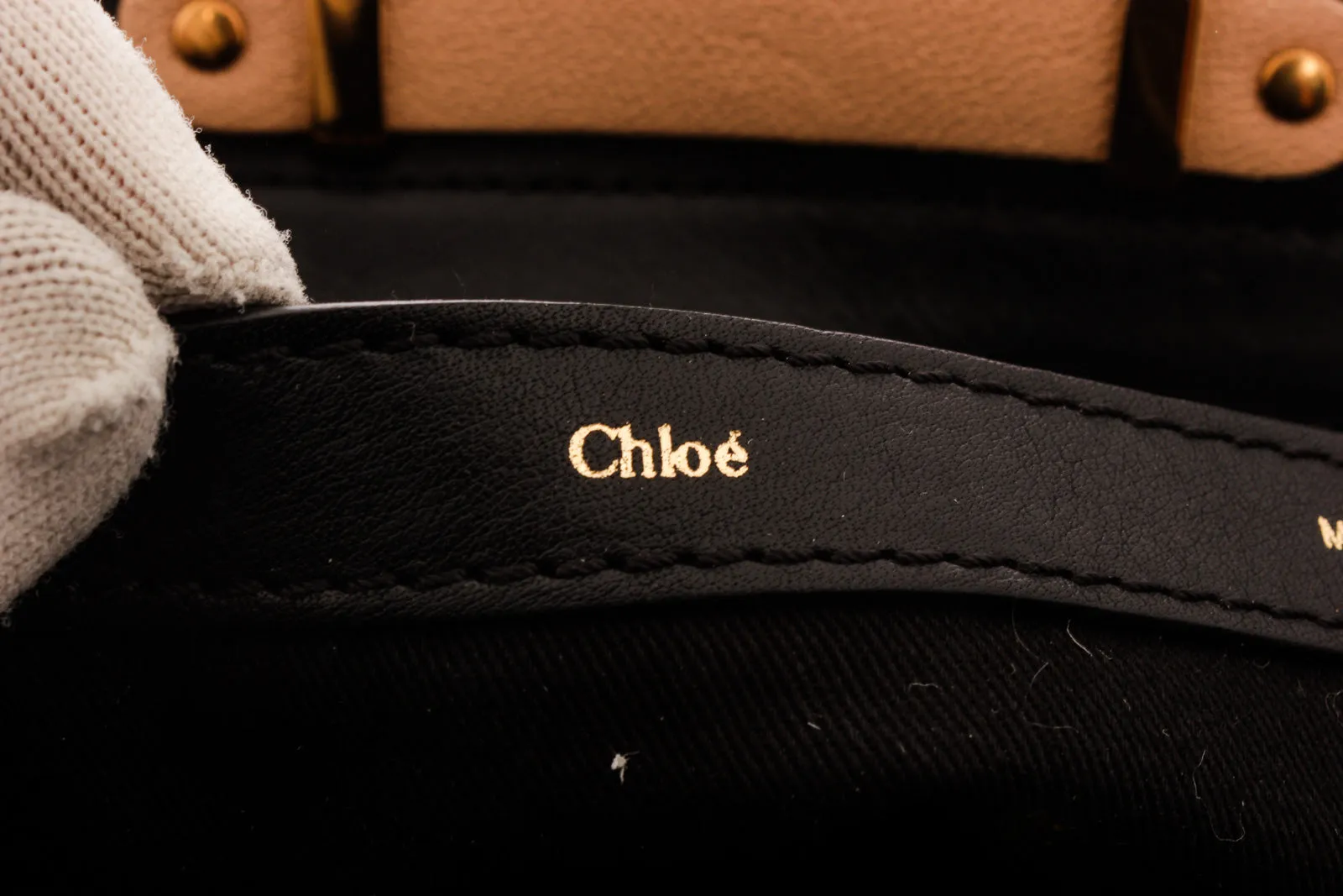 Chloe Black Peach Neutrals Leather Alice MM Shoulder Bag