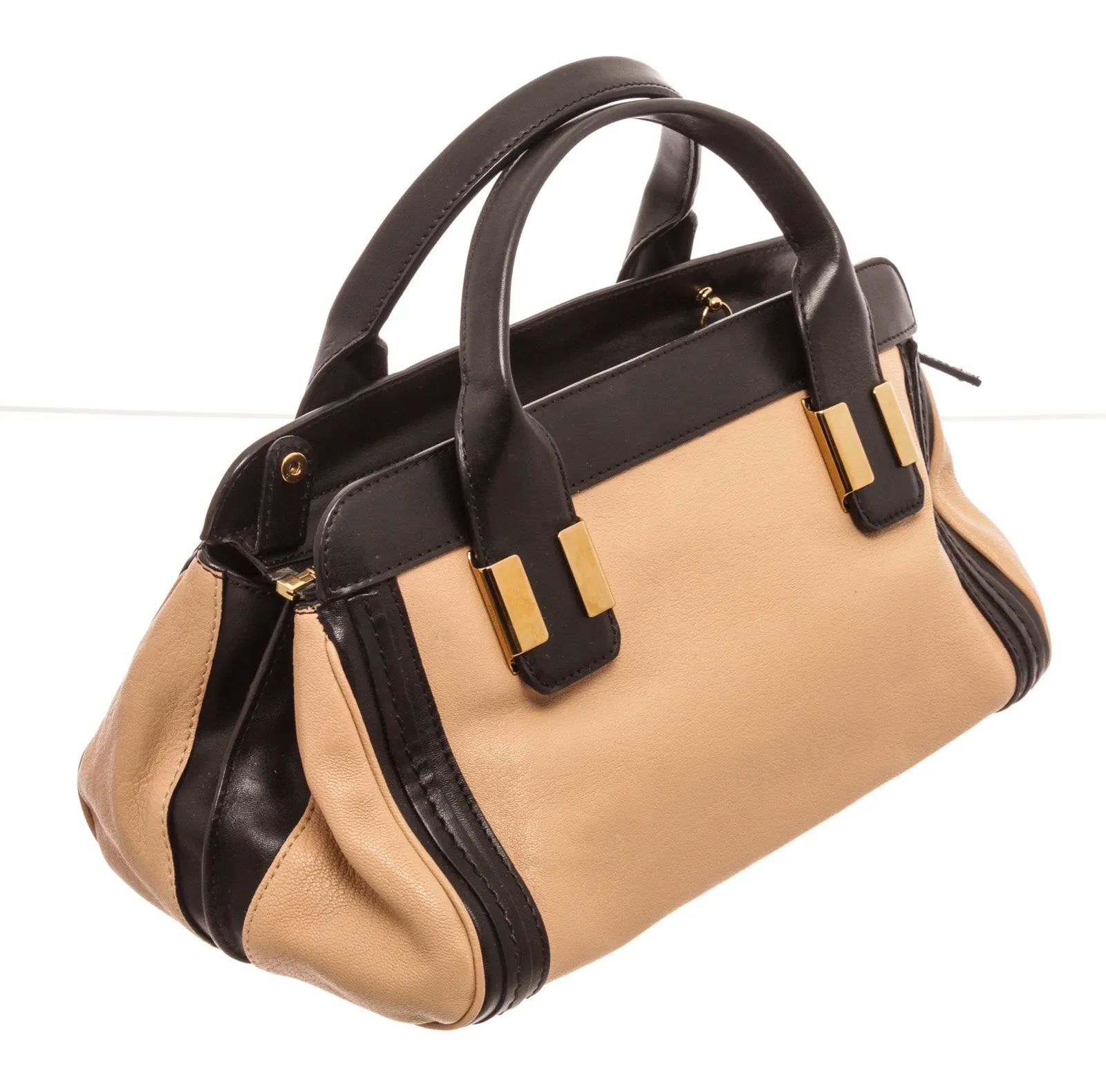 Chloe Black Peach Neutrals Leather Alice MM Shoulder Bag