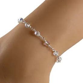 Clear Crystal Sterling Silver Anklet, Swarovski Anklet, Crystal Anklet
