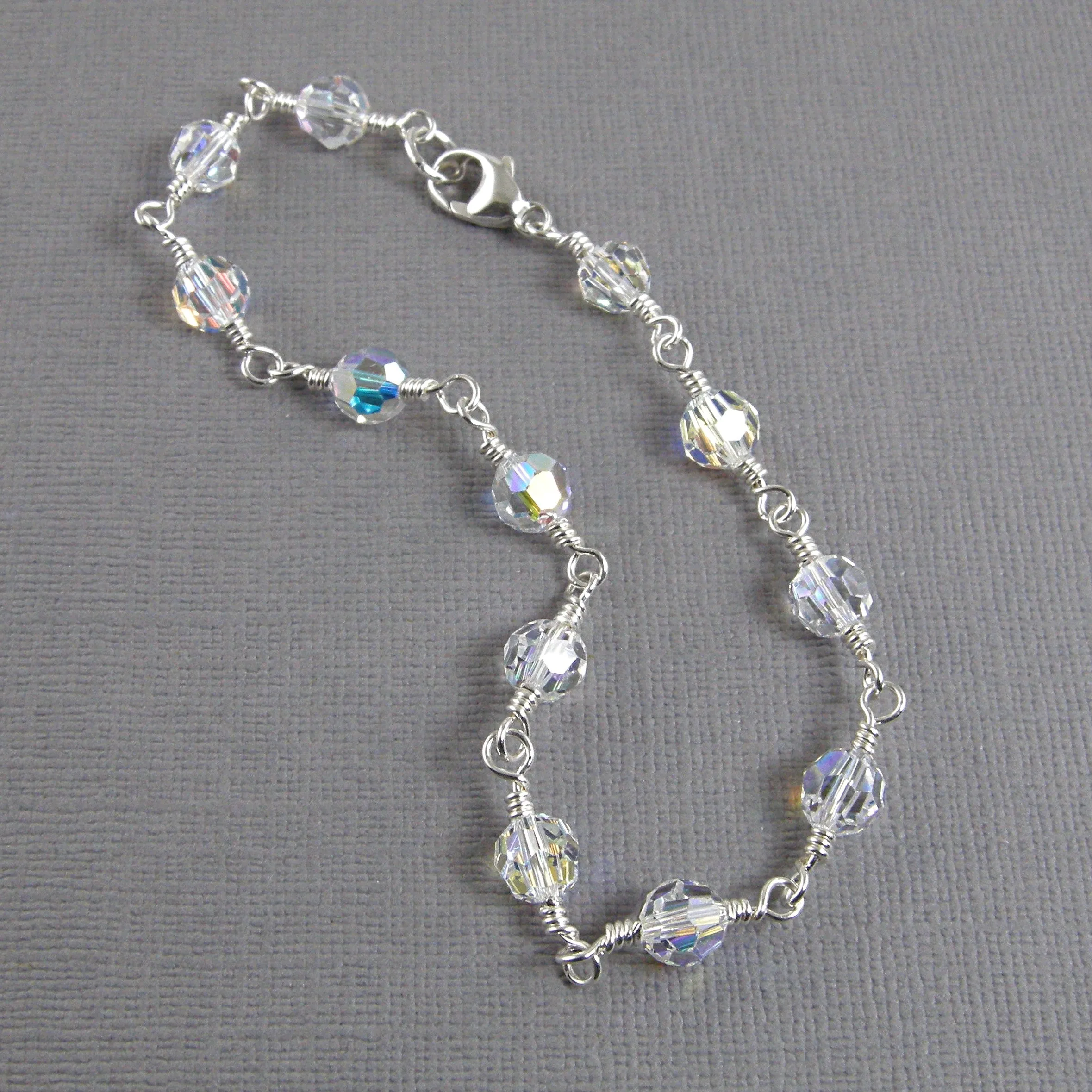 Clear Crystal Sterling Silver Anklet, Swarovski Anklet, Crystal Anklet