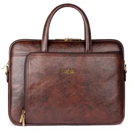 Clownfish Trident Series Laptop Briefcase - Water-Resistant Vegan Leather | 15.6 inch | Dark Brown