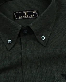 Cobra Green Dot Printed Solid Cotton Formal Shirt