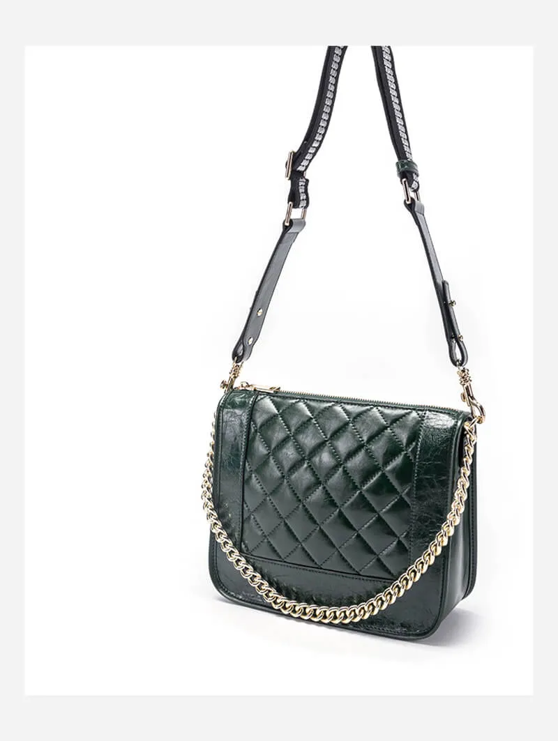 Convertible Chain Leather Crossbody Bag