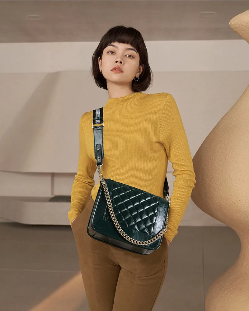 Convertible Chain Leather Crossbody Bag