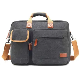 CoolBELL 15.6 Inch Unisex Canvas Laptop Shoulder Messenger Bag - Water Resistant, Adjustable | Removable Strap | Grey