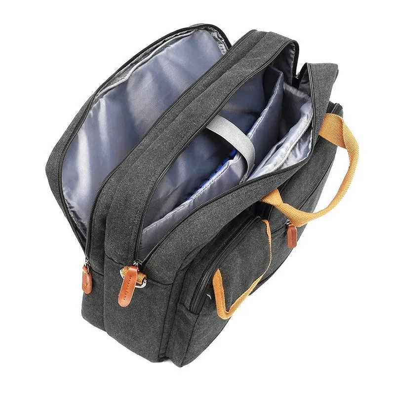 CoolBELL 15.6 Inch Unisex Canvas Laptop Shoulder Messenger Bag - Water Resistant, Adjustable | Removable Strap | Grey