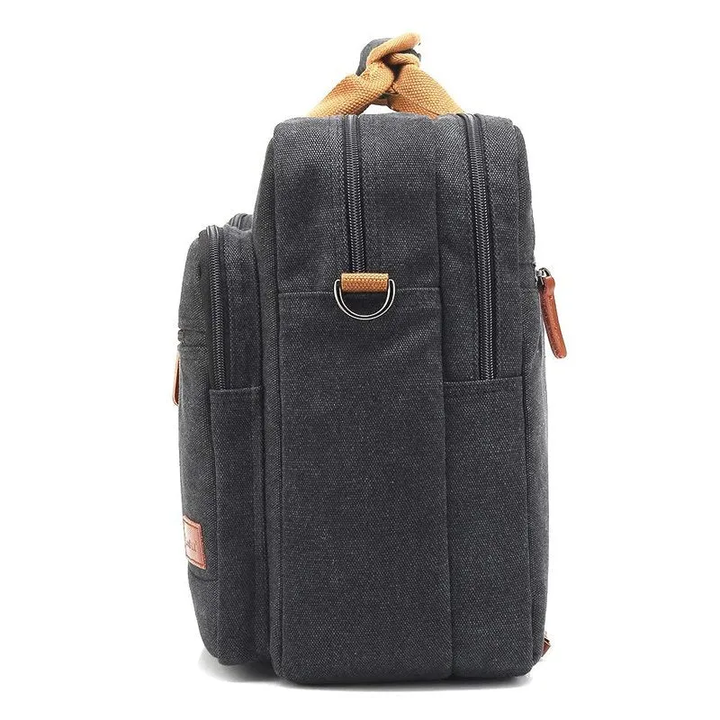 CoolBELL 15.6 Inch Unisex Canvas Laptop Shoulder Messenger Bag - Water Resistant, Adjustable | Removable Strap | Grey