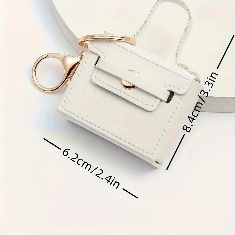 Cute Color Block Pu Leather Keychain