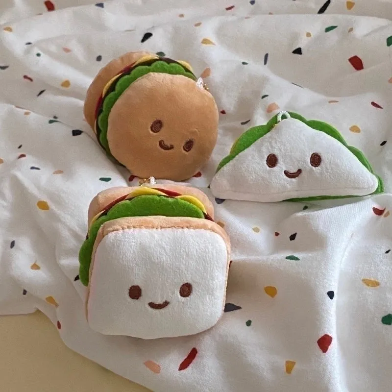 Cute Hamburger Plush Women's Bag Pendant Keychain