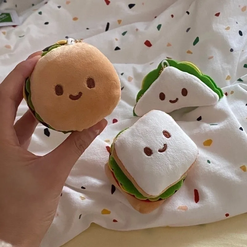 Cute Hamburger Plush Women's Bag Pendant Keychain