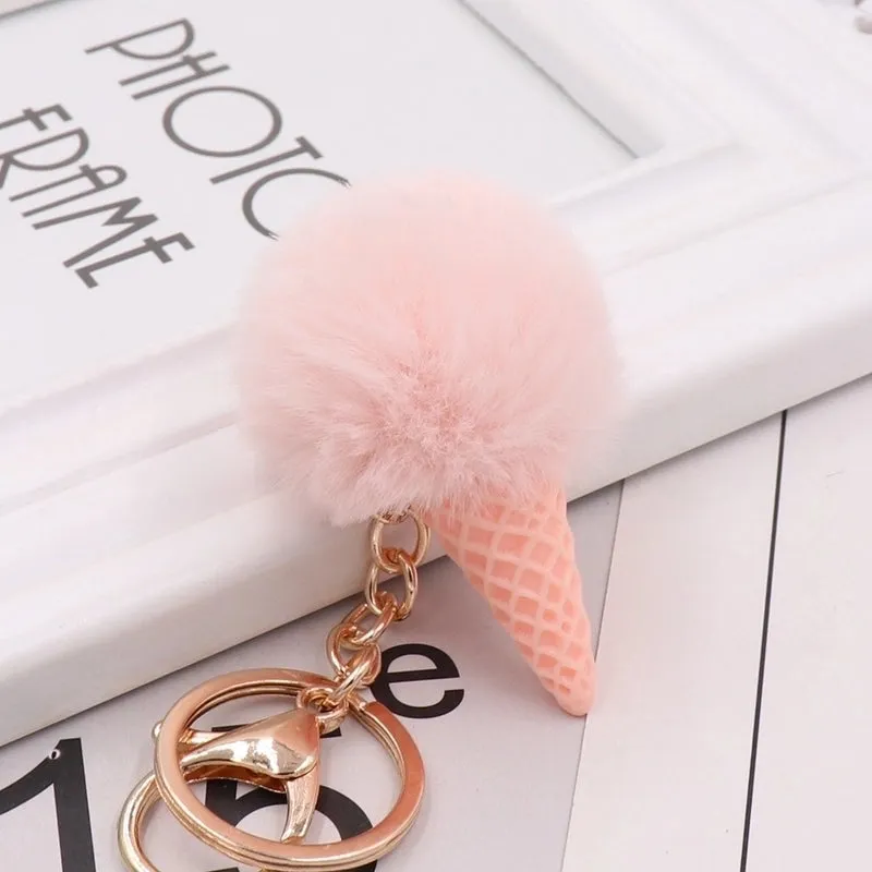 Cute Ice Cream Plush Women's Bag Pendant Keychain