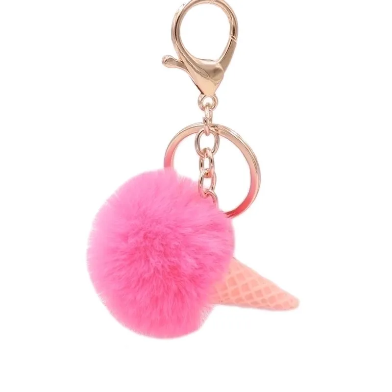 Cute Ice Cream Plush Women's Bag Pendant Keychain