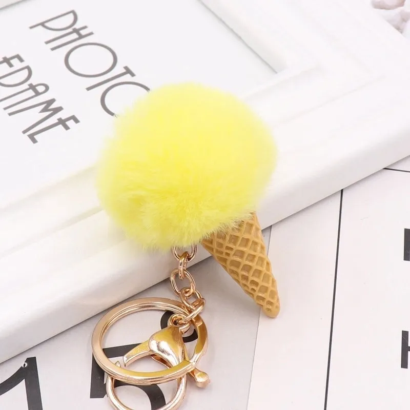 Cute Ice Cream Plush Women's Bag Pendant Keychain