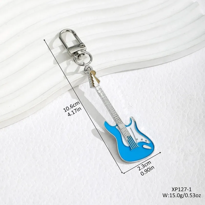 Elegant Streetwear Guitar Alloy Epoxy Keychain