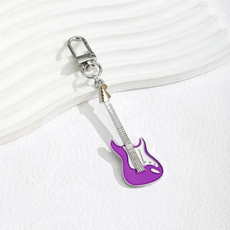 Elegant Streetwear Guitar Alloy Epoxy Keychain
