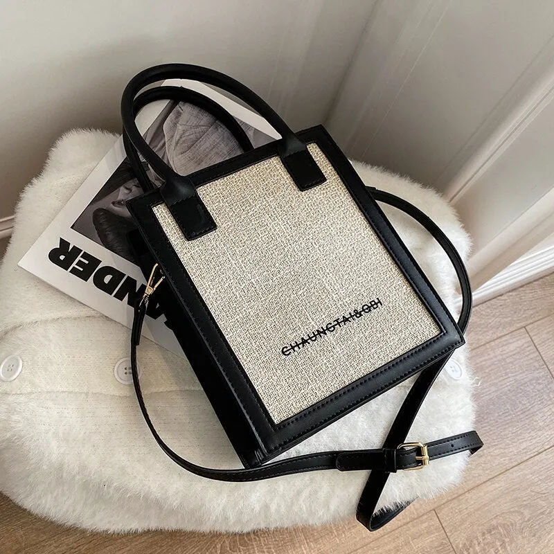 Fashion Box Shape Panelled Shoulder Bag Cell Phone Bag Tote Bags for Women Luxury Designer Handbags Purses Crossbody Sac A Main
