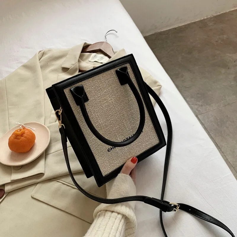 Fashion Box Shape Panelled Shoulder Bag Cell Phone Bag Tote Bags for Women Luxury Designer Handbags Purses Crossbody Sac A Main