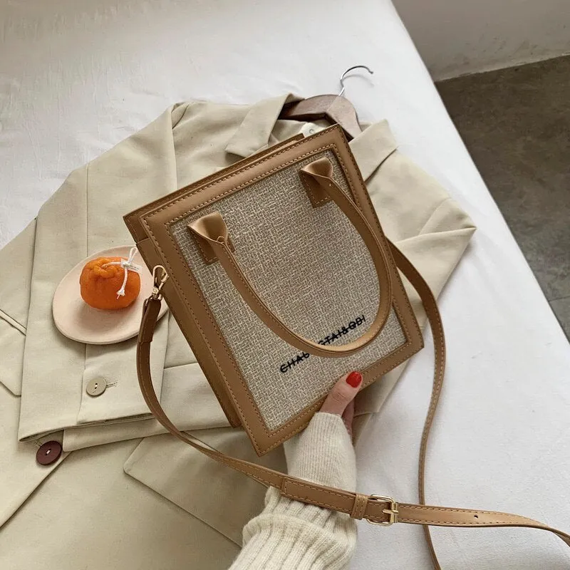 Fashion Box Shape Panelled Shoulder Bag Cell Phone Bag Tote Bags for Women Luxury Designer Handbags Purses Crossbody Sac A Main