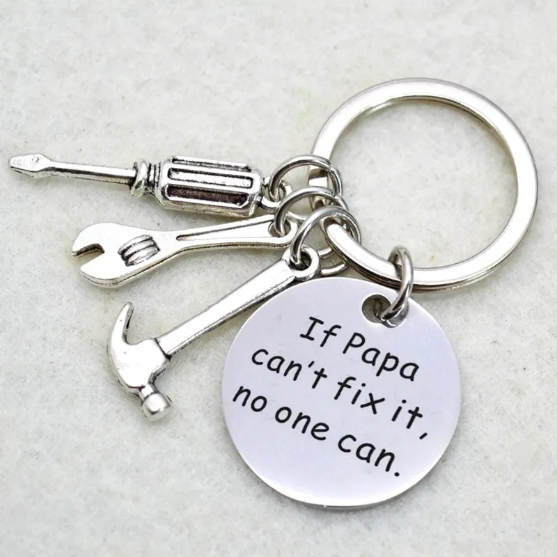 Father's Day Gift Letter Stainless Steel Hammer Wrench Screwdriver Key Ring