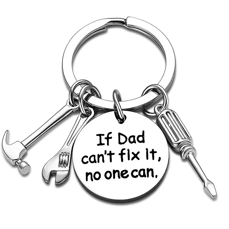 Father's Day Gift Letter Stainless Steel Hammer Wrench Screwdriver Key Ring