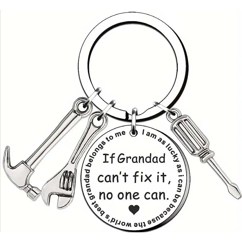 Father's Day Gift Letter Stainless Steel Hammer Wrench Screwdriver Key Ring