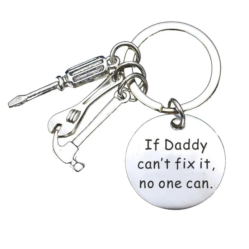 Father's Day Gift Letter Stainless Steel Hammer Wrench Screwdriver Key Ring