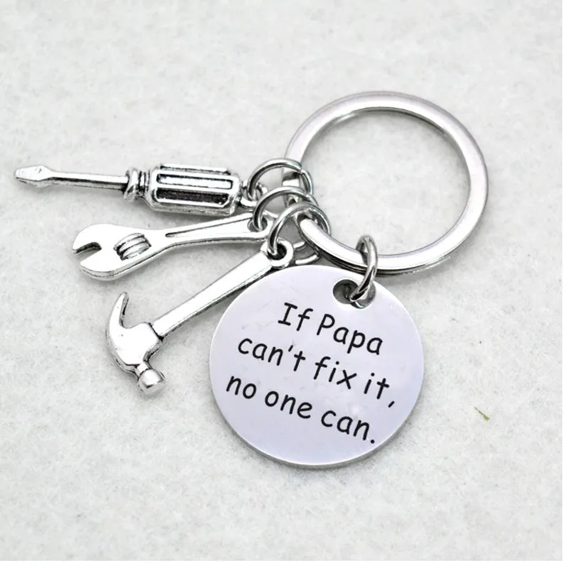 Father's Day Gift Letter Stainless Steel Hammer Wrench Screwdriver Key Ring