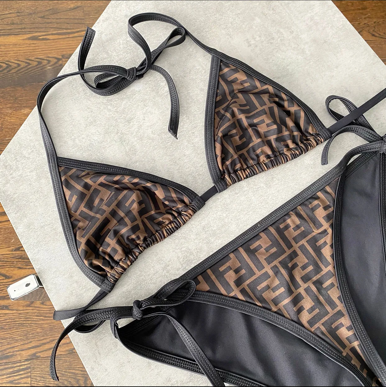 Fendi Brown and Brown FF Zucca Logo Bikini - IT40 / USA 4 / S