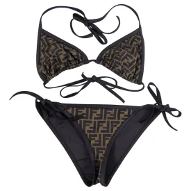 Fendi Brown and Brown FF Zucca Logo Bikini - IT40 / USA 4 / S