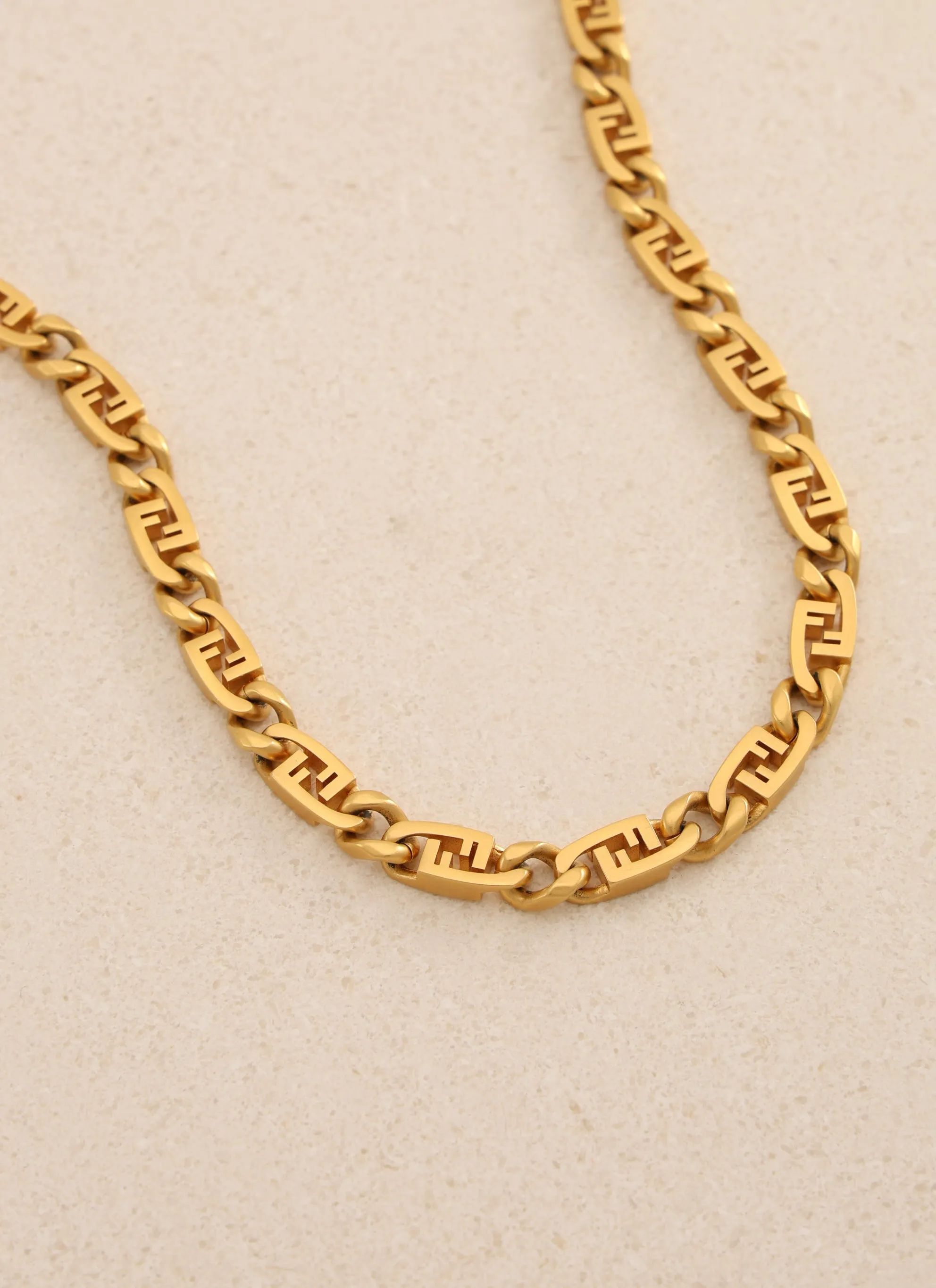 Fendi FF Logo Curb Chain Necklace
