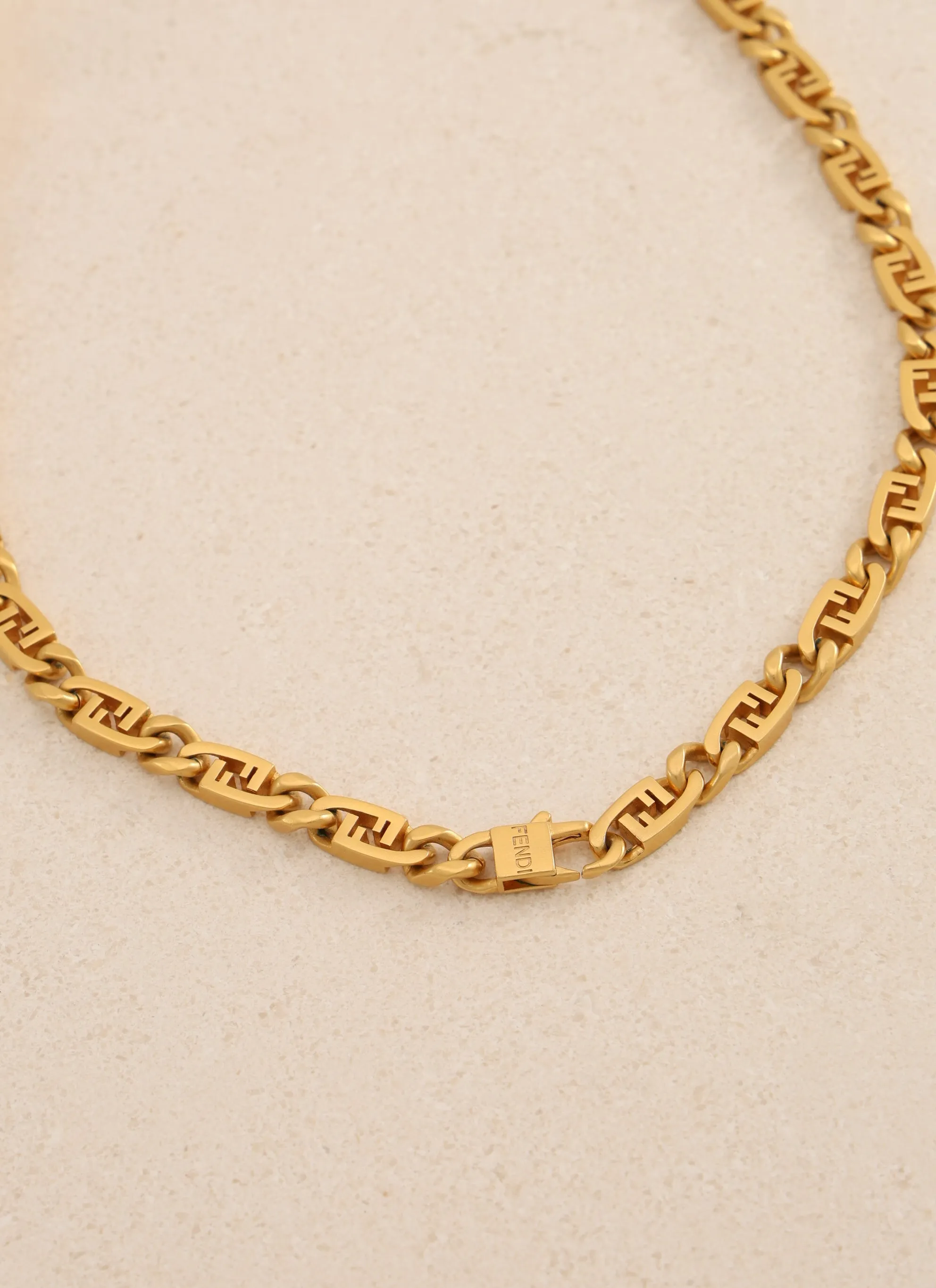 Fendi FF Logo Curb Chain Necklace