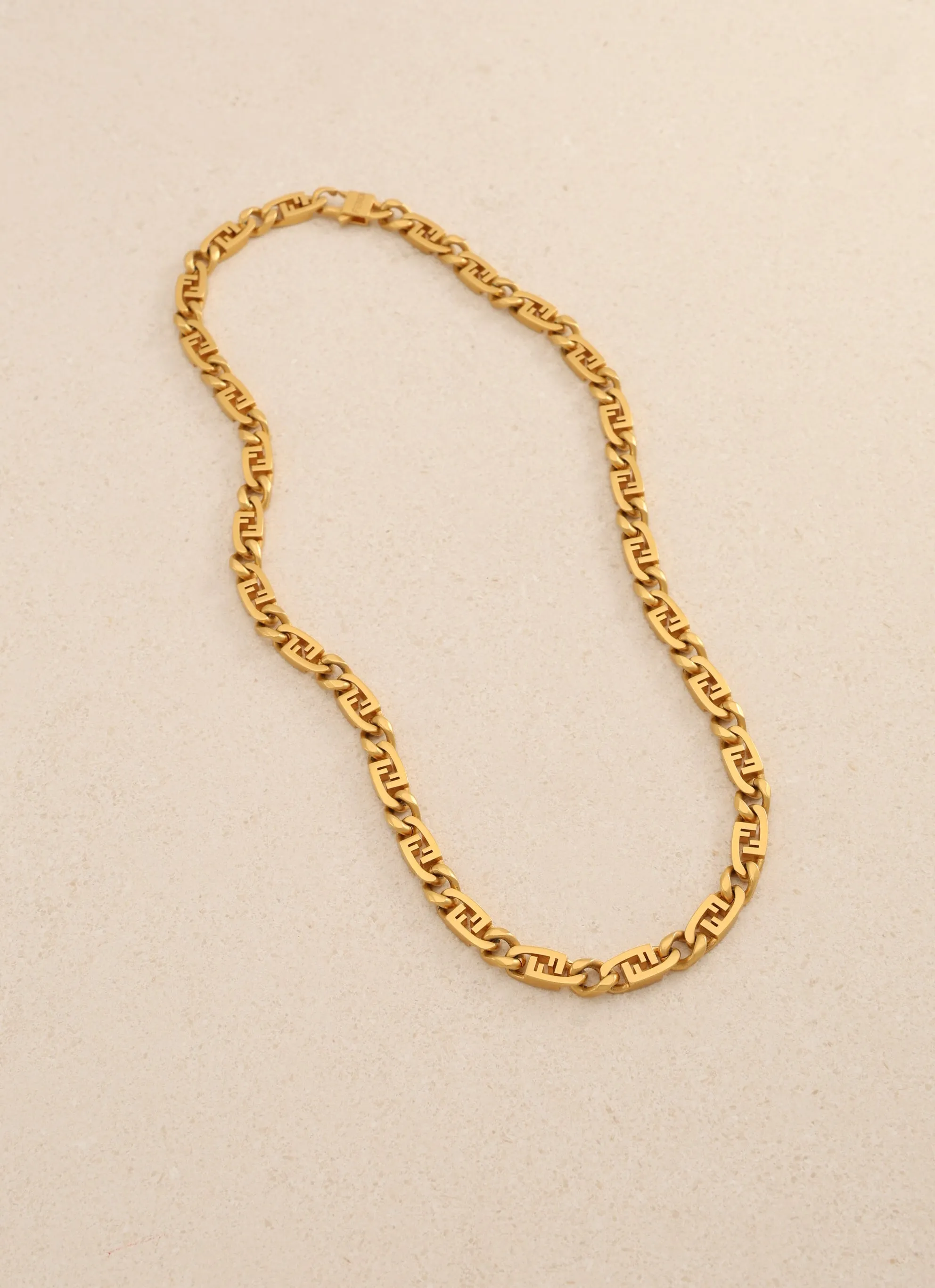 Fendi FF Logo Curb Chain Necklace