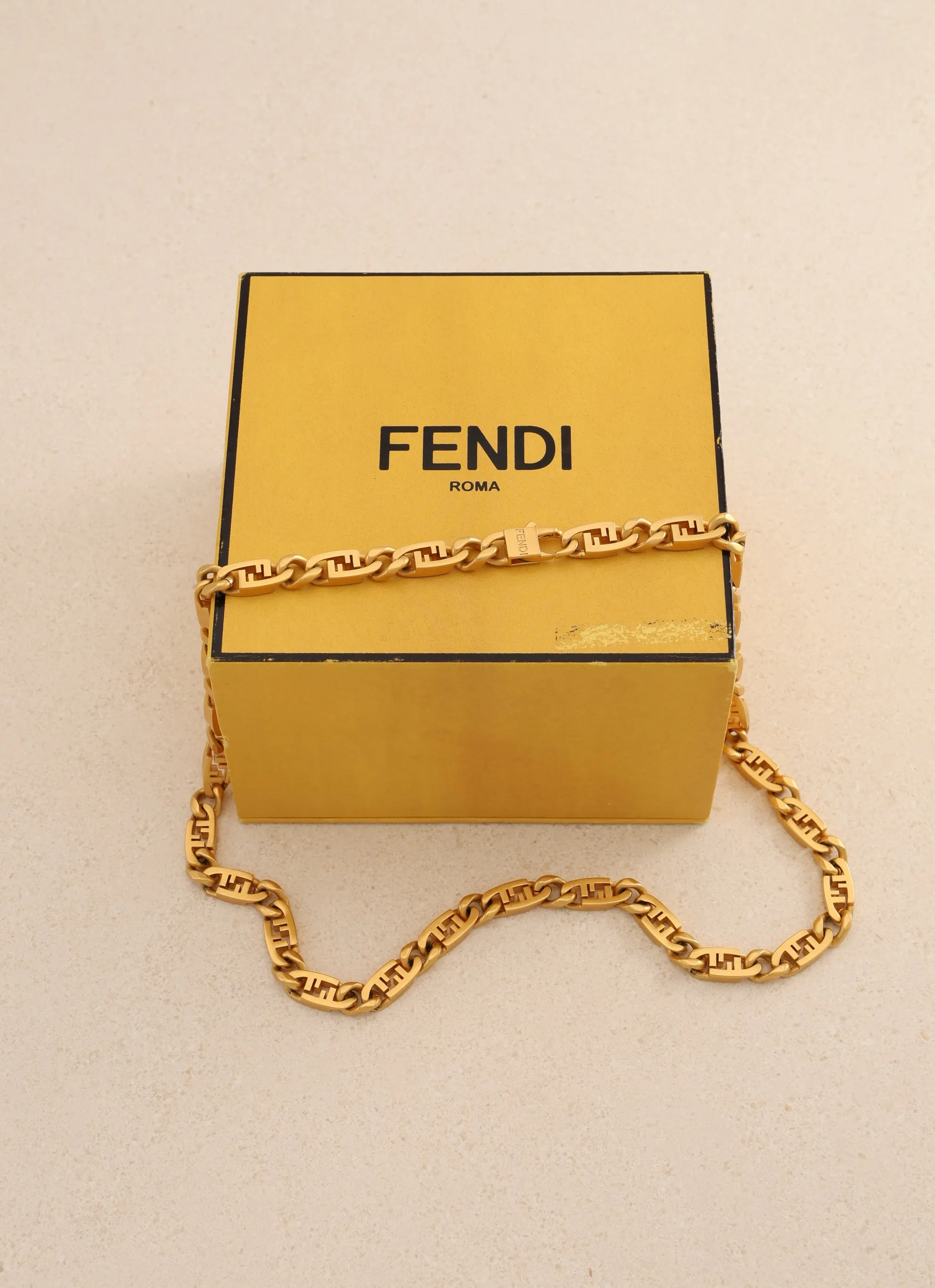 Fendi FF Logo Curb Chain Necklace