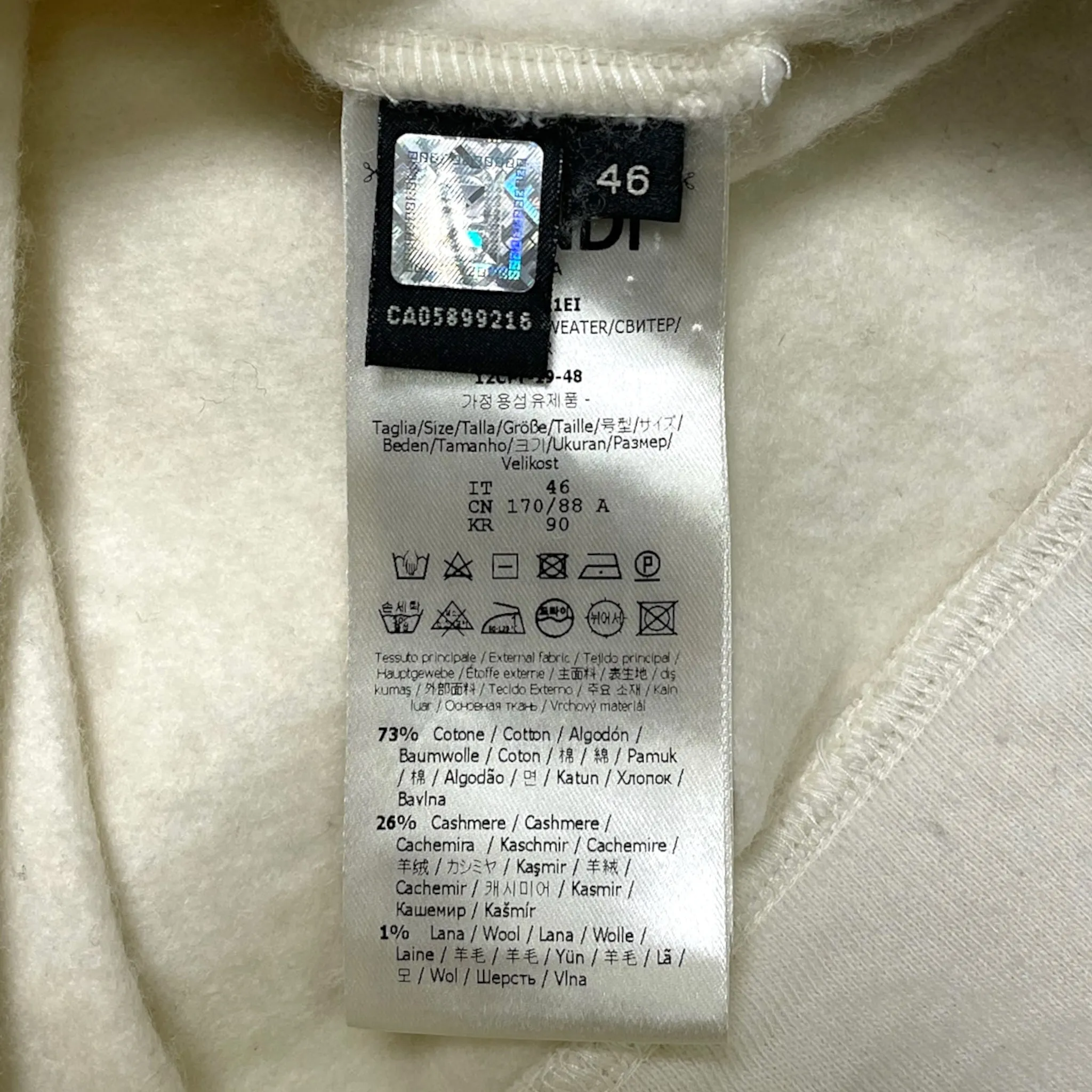 Fendi Logo Hooded Sweatshirt Cream Pre-Owned