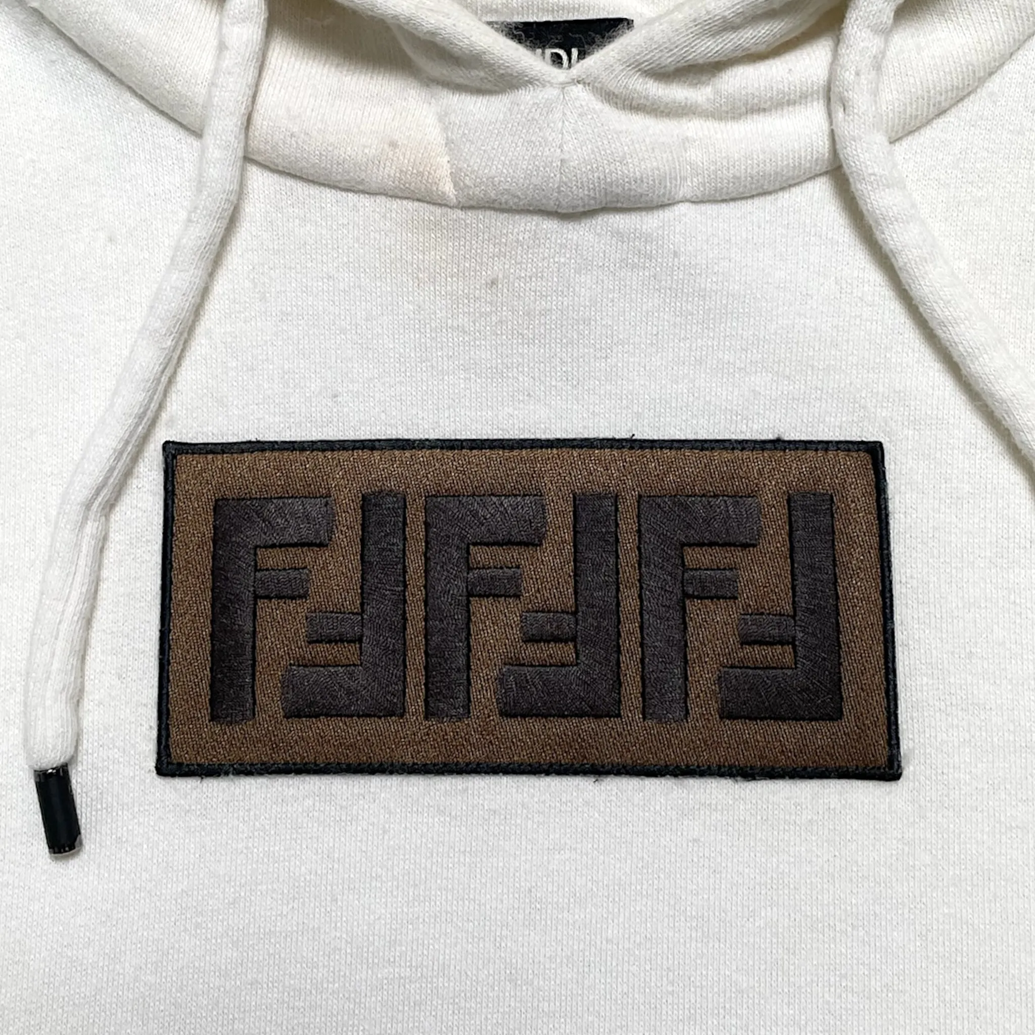 Fendi Logo Hooded Sweatshirt Cream Pre-Owned