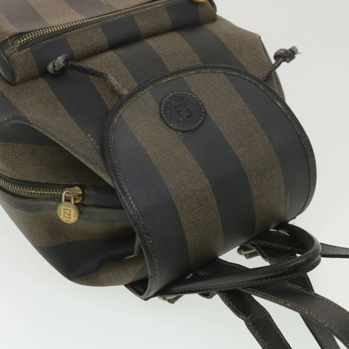 FENDI Pecan Canvas Backpack Brown Black  bs4573