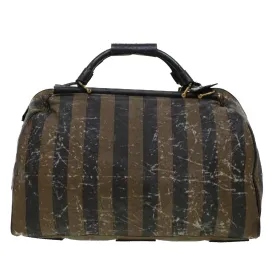 FENDI Pecan Canvas Shoulder Bag 2way Black Brown Auth th3595