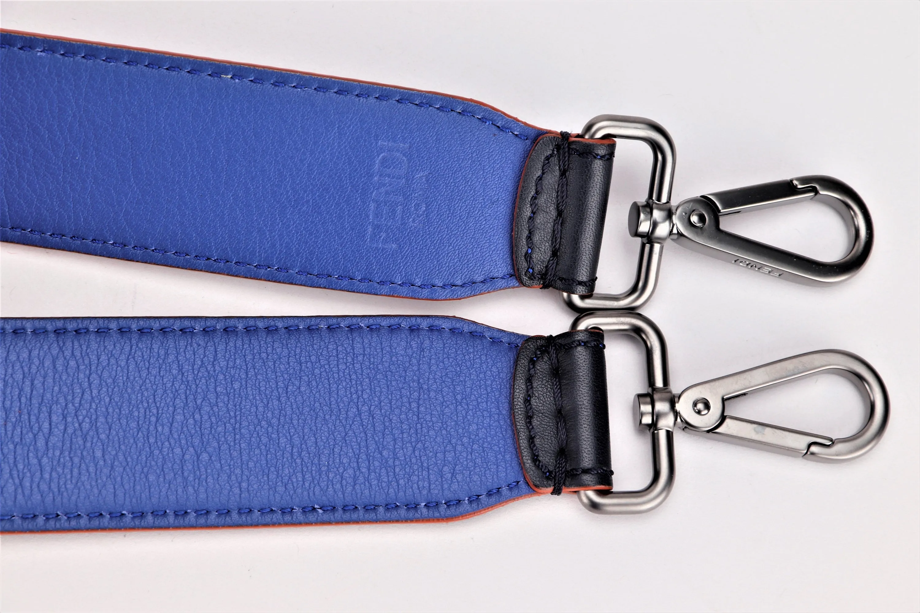 FENDI STRAP YOU 90CM, BLUE & BLACK, MATTE GREY HARDWARE, NO DUST COVER