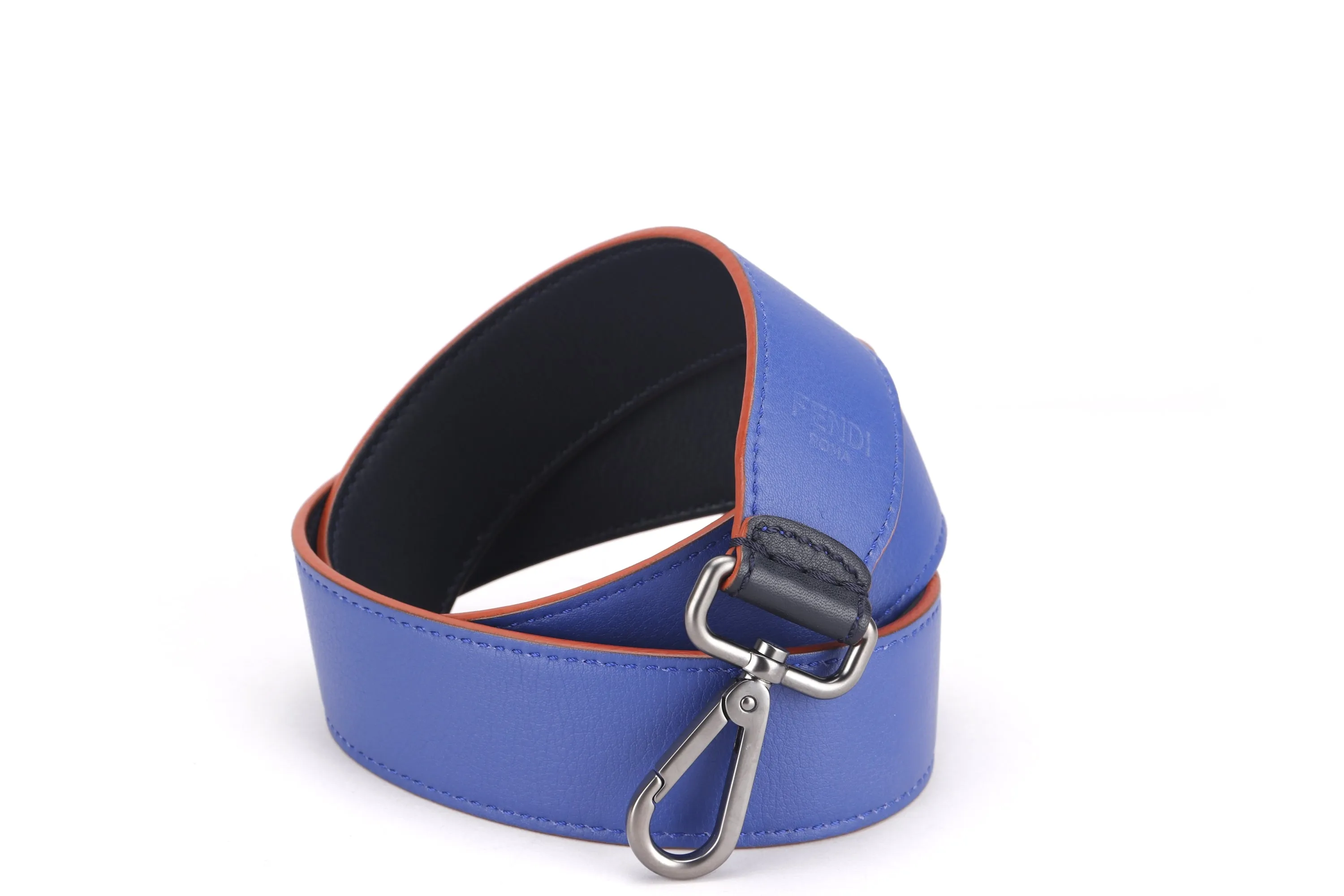 FENDI STRAP YOU 90CM, BLUE & BLACK, MATTE GREY HARDWARE, NO DUST COVER