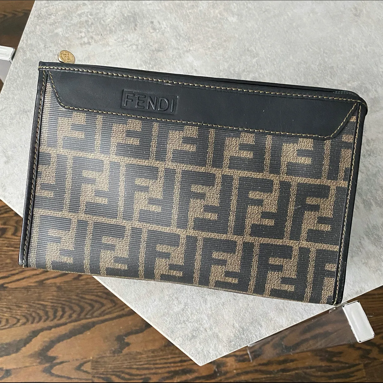 Fendi Vintage 1990’s Zucca Logo Cosmetic Pouch Case