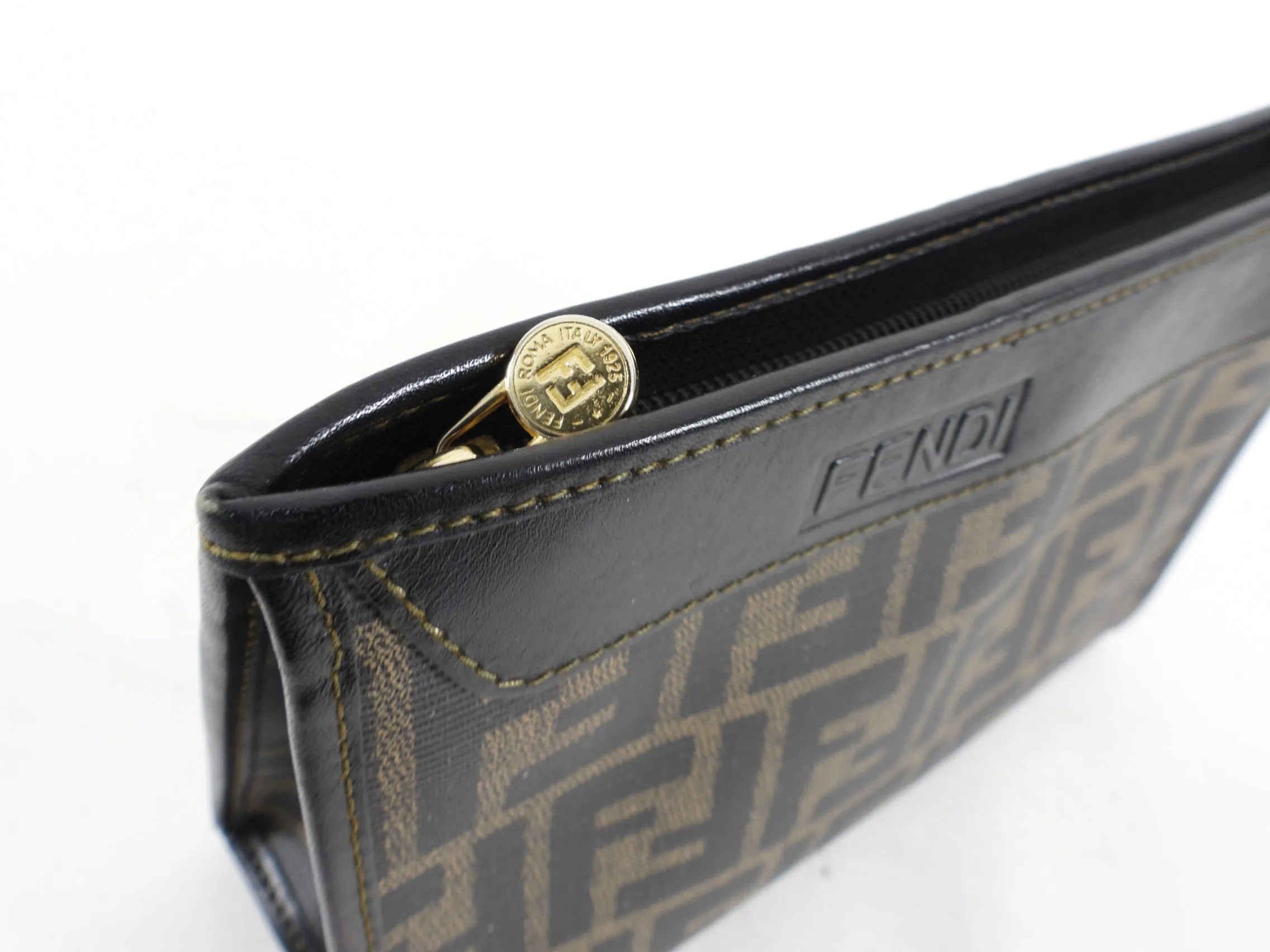 Fendi Vintage 1990’s Zucca Logo Cosmetic Pouch Case