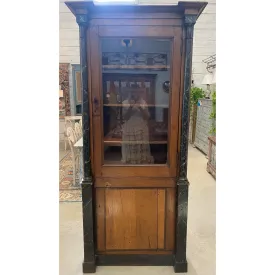 French Pharmacy Apothecary Cabinet with Faux Marble  Columns - 19th Century